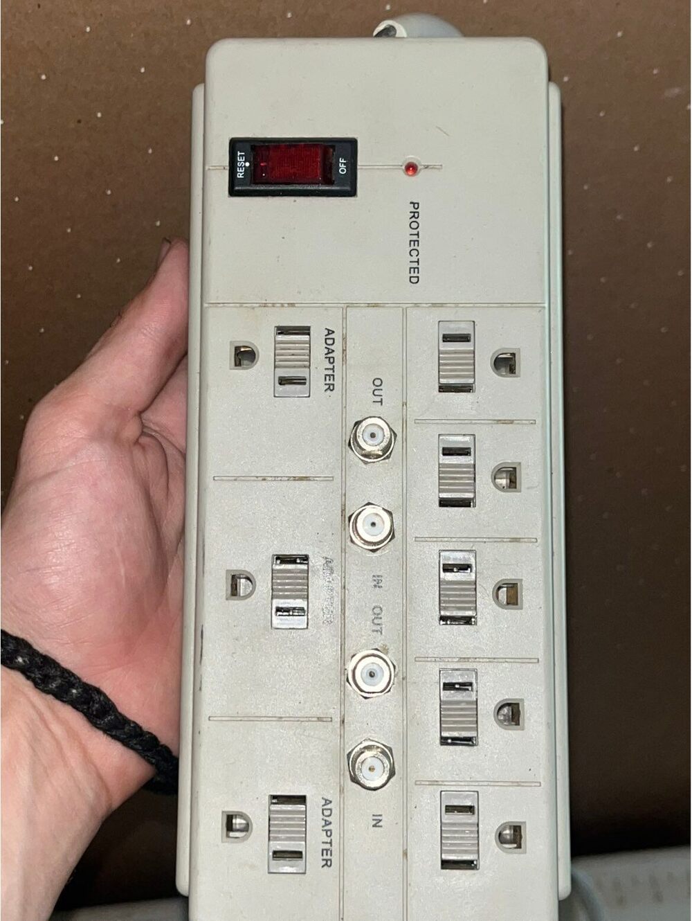 Vintage Power Strip with Coaxial and Adapter Ports - Multi Outlet Surge Protect